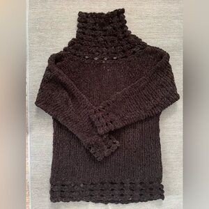 Black Super Soft Log Sleeve Turtle Neck Tunic Sweater Size ML